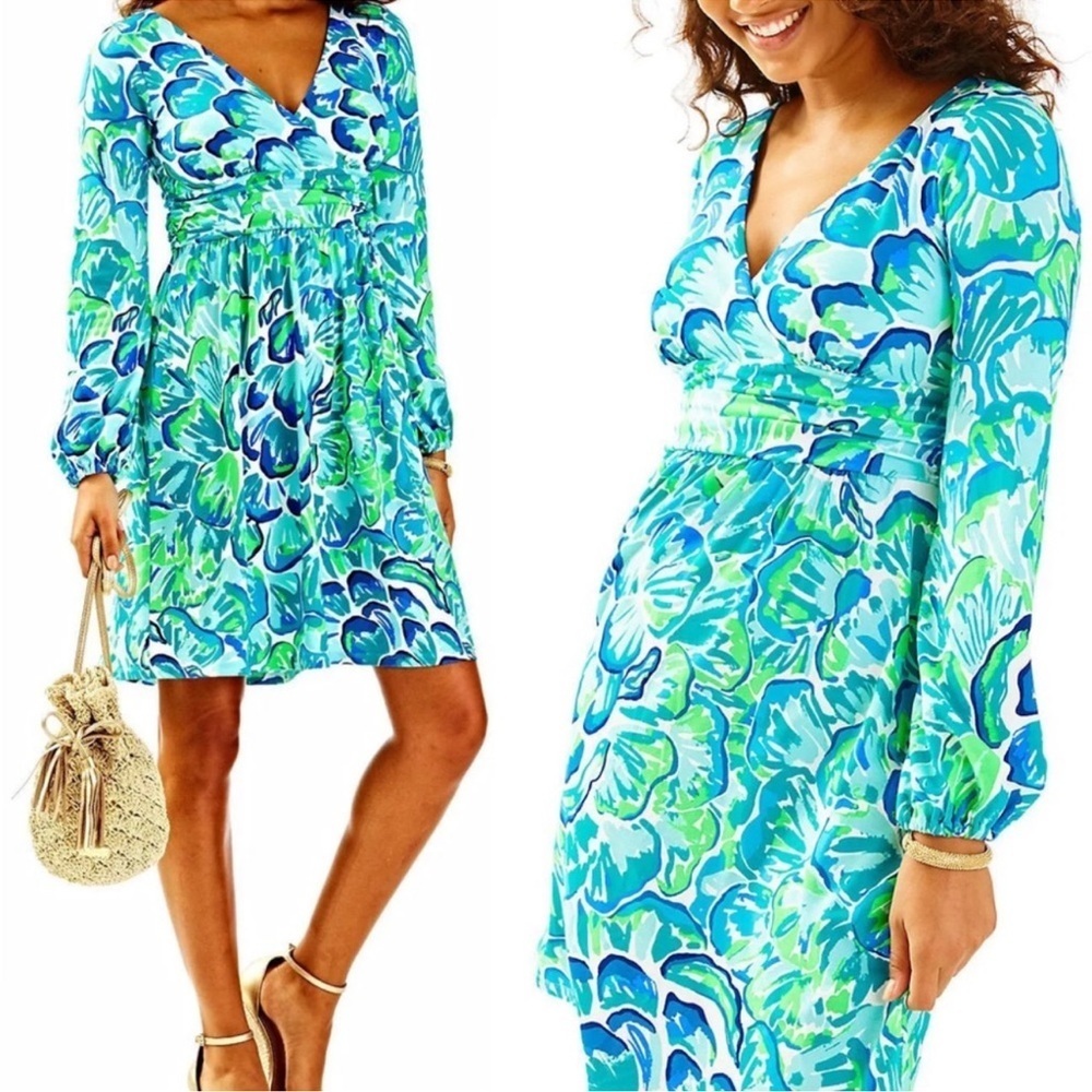 Lilly Pulitzer Fleur Dress Agate Green Lazy River Floral Midi XL
